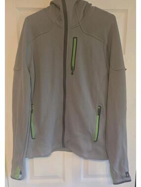 Mens Smartwool Full Zip Gray Jacket Large Merino Wool Blend hooded